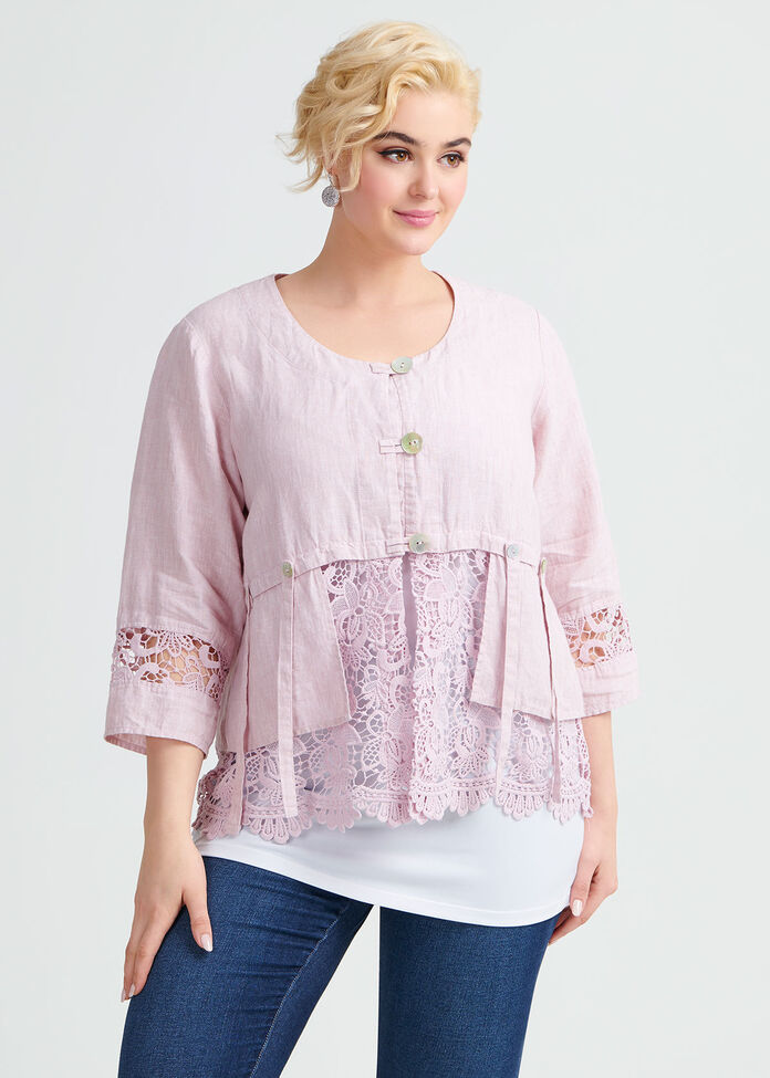 Linen Lace Jacket, , hi-res