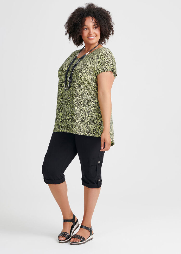 Linen Knit Cheetah Top, , hi-res