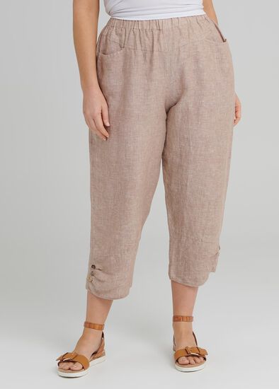 Plus Size Hellenic Linen Crop Pant