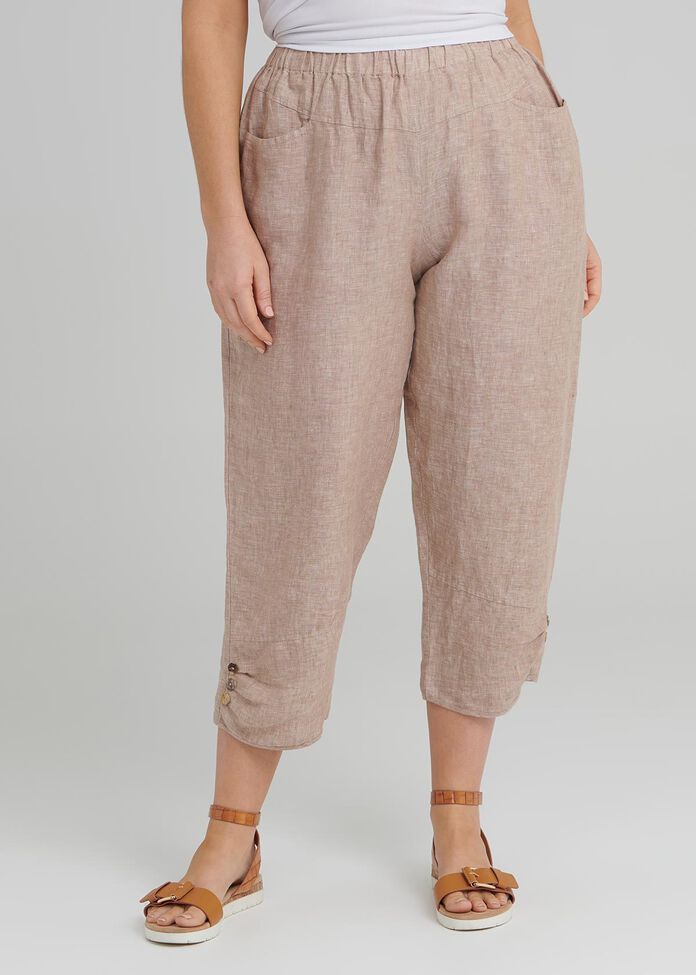 Hellenic Linen Crop Pant, , hi-res