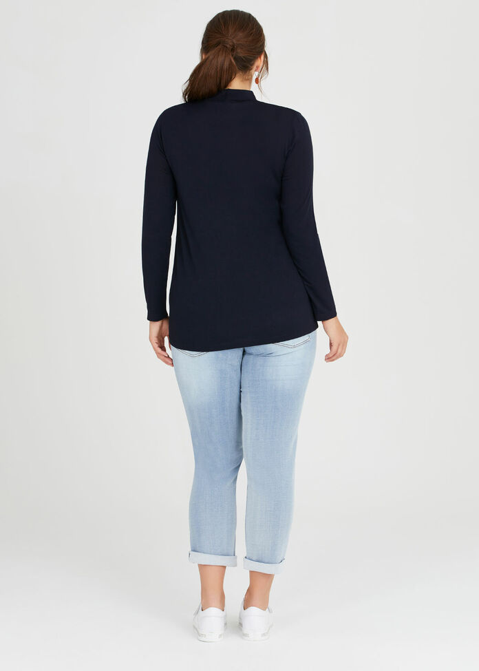 Wool Bamboo Mock Neck Top, , hi-res