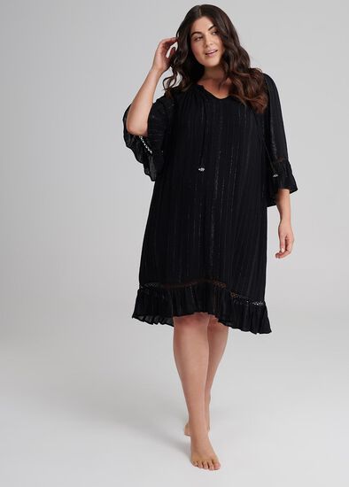 Plus Size Metallic Stripe Coverup