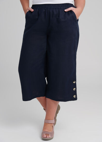 Plus Size Linen Breeze Crop Pant