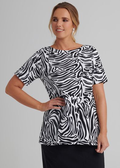 Plus Size Zebra Boatneck Top