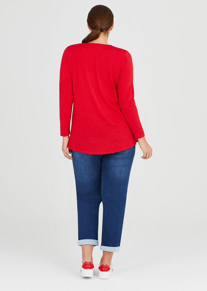 Wool Bamboo V-neck Top, , hi-res