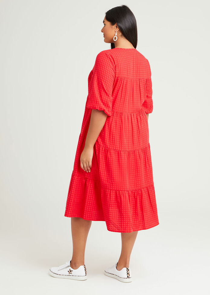 Cotton Tonal Gingham Dress, , hi-res