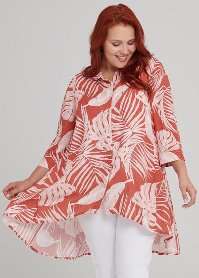 Plus Size Tonal Palm Shirt