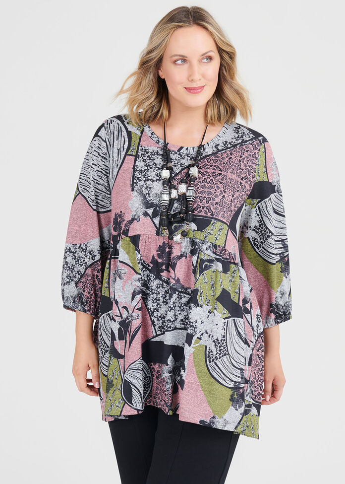 Cosy Print Mix Tunic, , hi-res