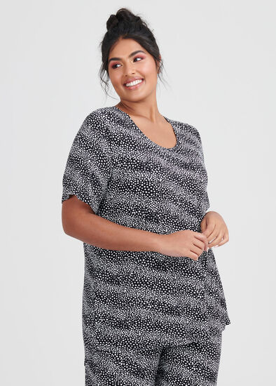 Plus Size Natural Spot Pj Top