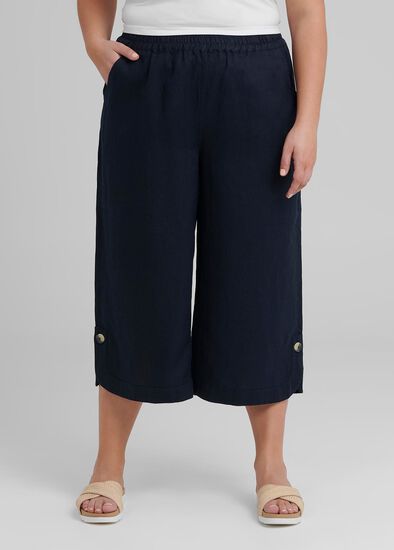 Plus Size La Cite Linen Crop Pant