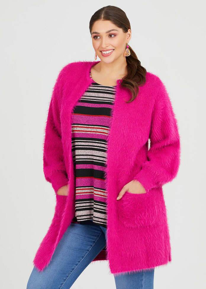 Sophia Fluffy Cardigan, , hi-res