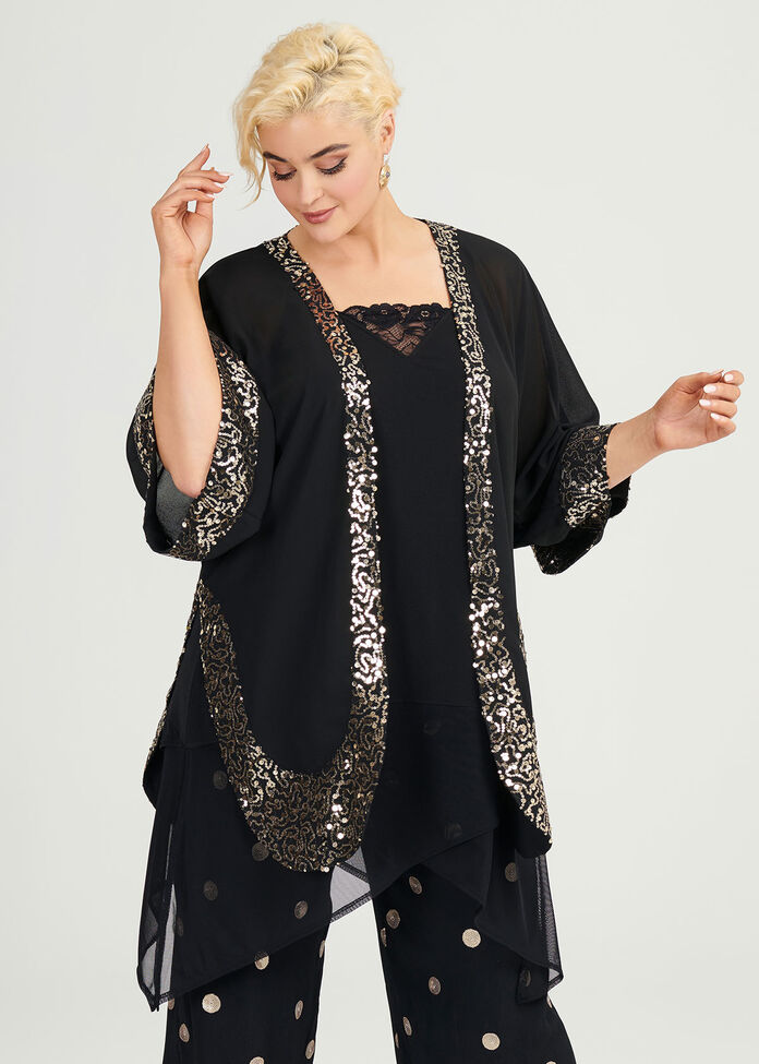 Sequin Trim Cape, , hi-res