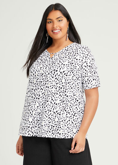 Plus Size Organic Spot Notch Neck Top