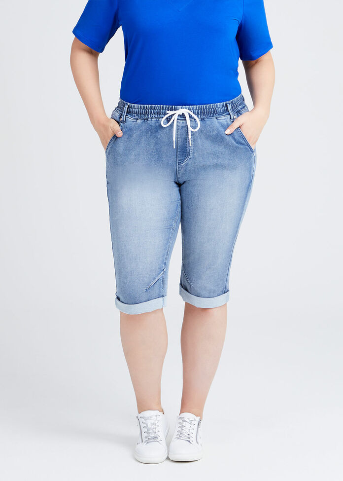 The Easy Fit Crop Denim Jogger, , hi-res