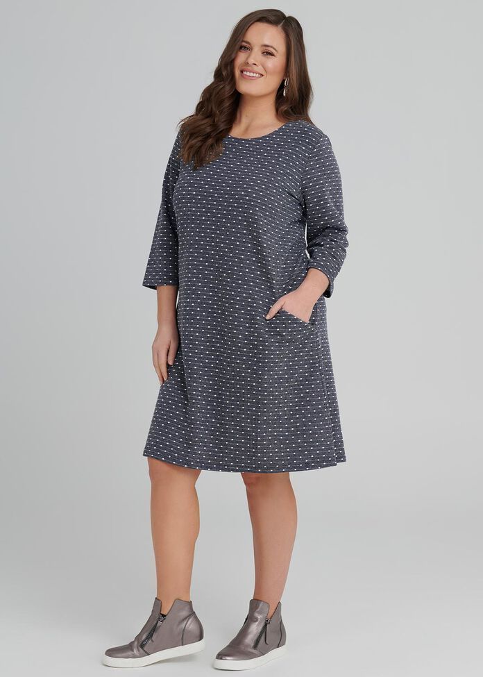 Textured Spot Shift Dress, , hi-res