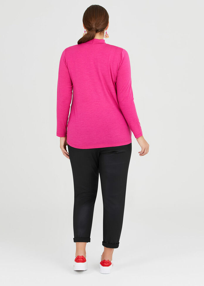 Wool Bamboo Mock Neck Top, , hi-res