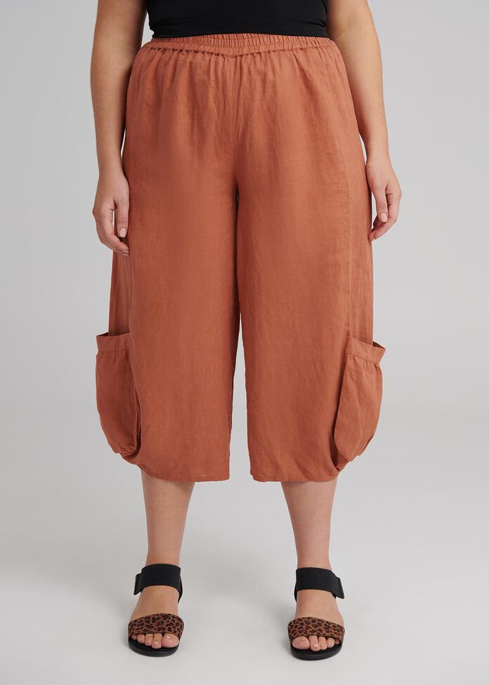 The Easy Linen Crop Pant, , hi-res