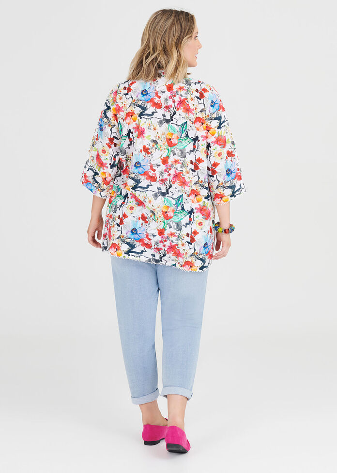 Cotton Floral Top, , hi-res