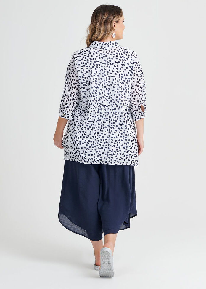 Cotton Navy Spot Shirt, , hi-res