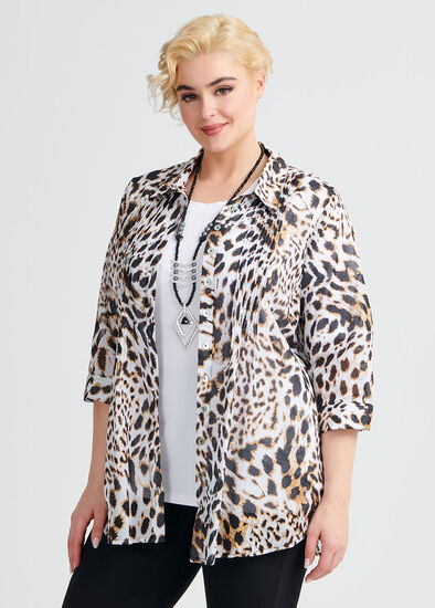 Plus Size Cotton Animal Foil Shirt