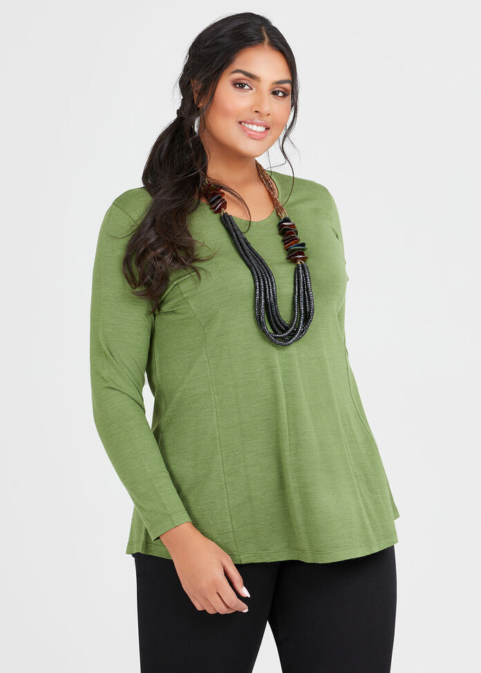 Wool Bamboo V-neck Top, , hi-res