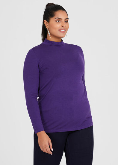 Plus Size Wool Bamboo Mock Neck Top