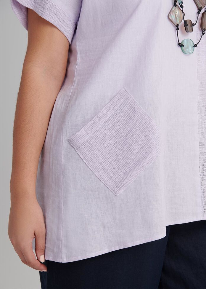 Textured Linen Top, , hi-res