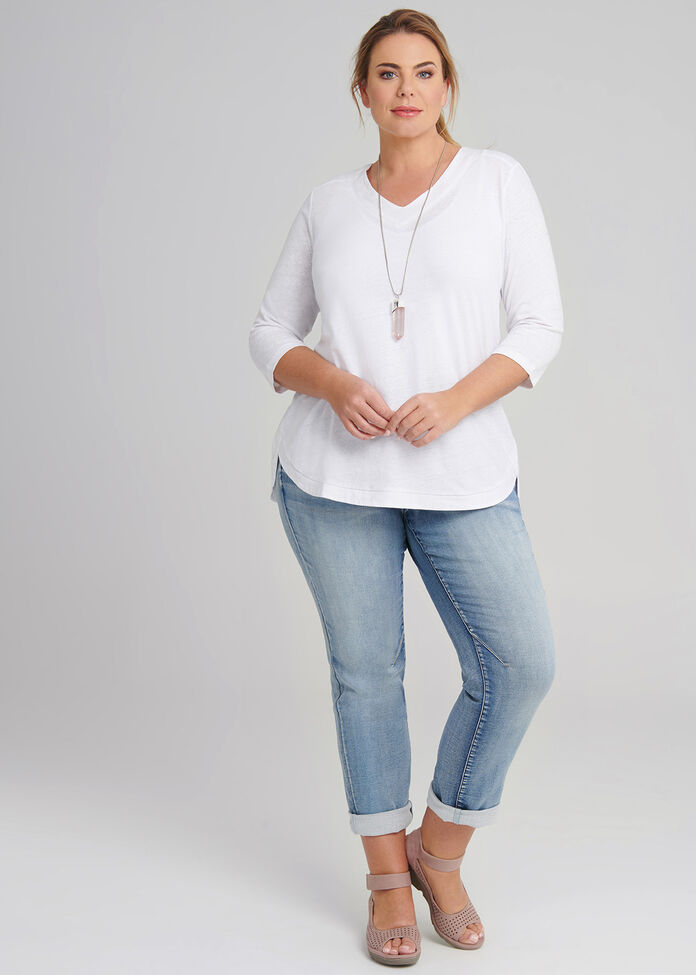 Soft Curves Linen Mix Top, , hi-res