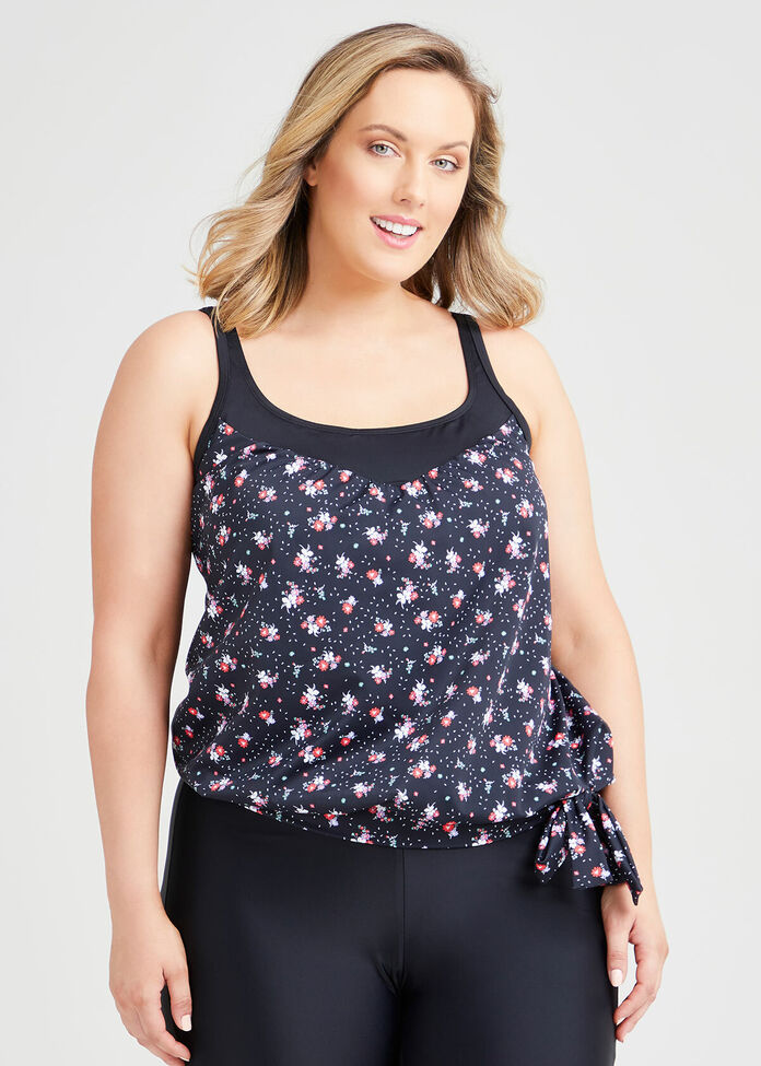 Ditsy Blouson Tankini, , hi-res