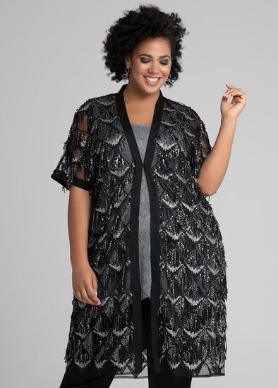 Plus Size High Shine Kimono