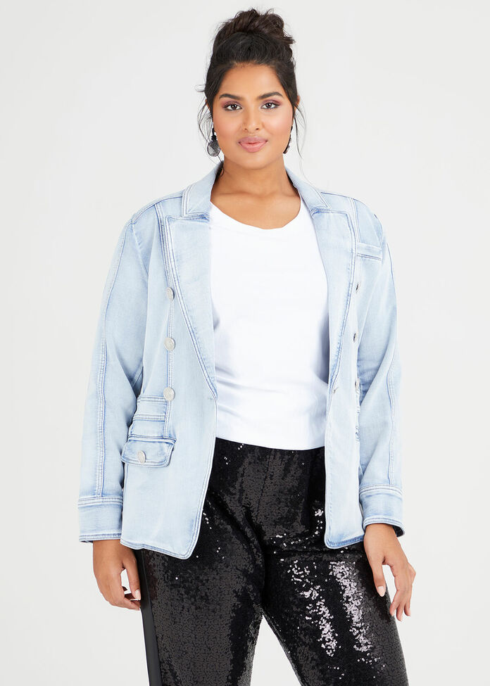 Elle Denim Blazer, , hi-res