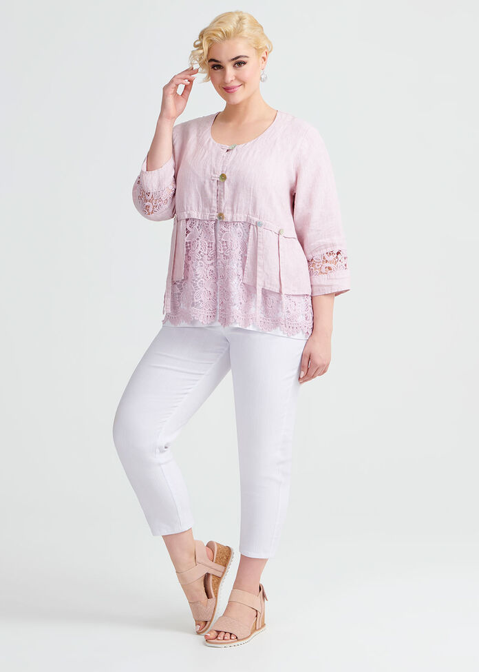 Linen Lace Jacket, , hi-res