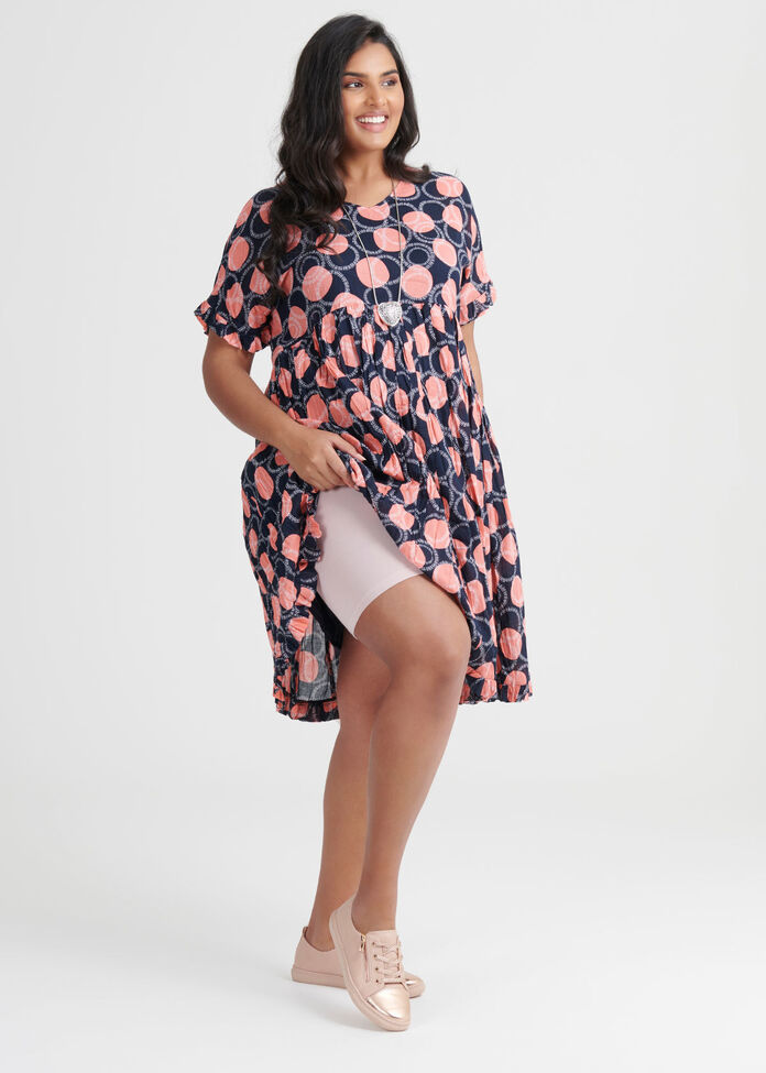 Cotton Graphic Spot Dress, , hi-res