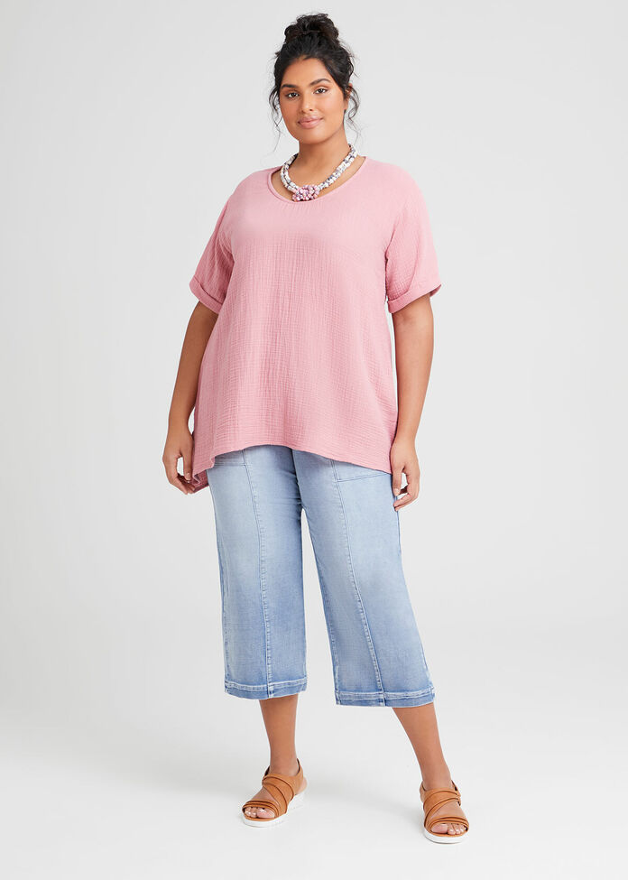 Cotton Double Gauze Top, , hi-res