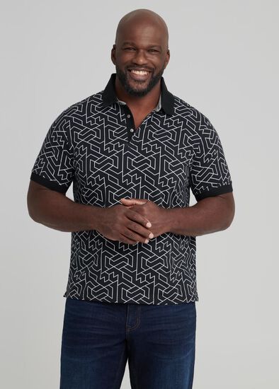 Plus Size Geo Polo Shirt