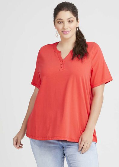 Plus Size Organic Henley Neck T-shirt