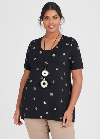 Plus Size Bamboo Spot Foil Top