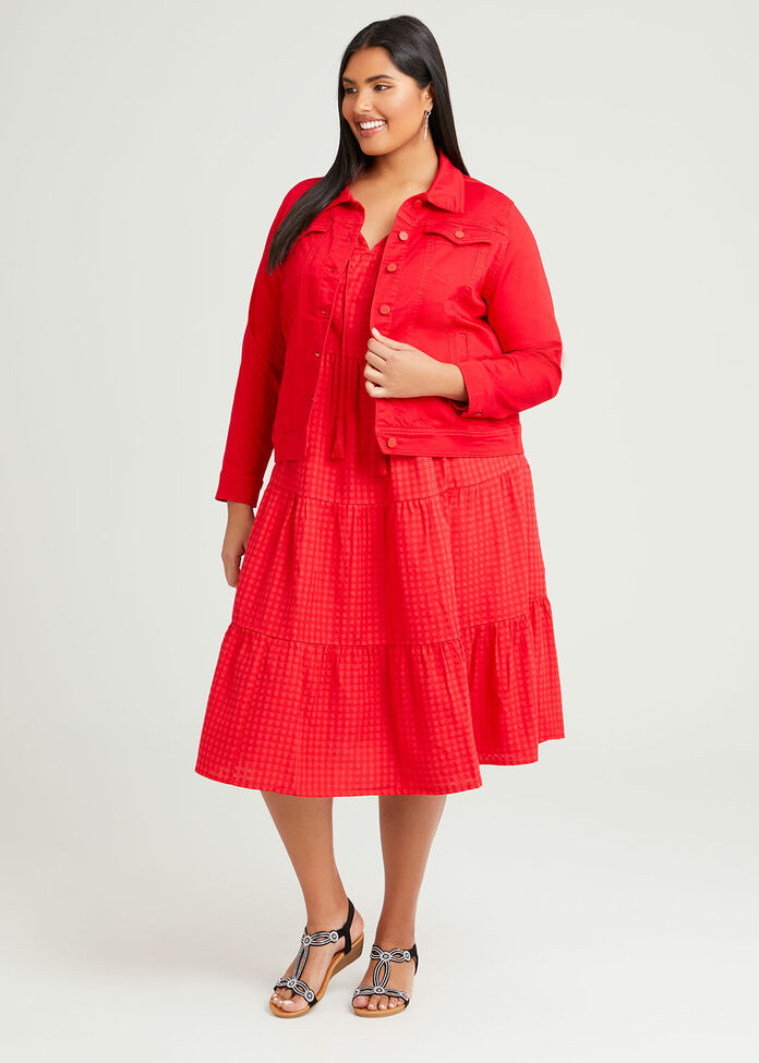 Cotton Tonal Gingham Dress, , hi-res