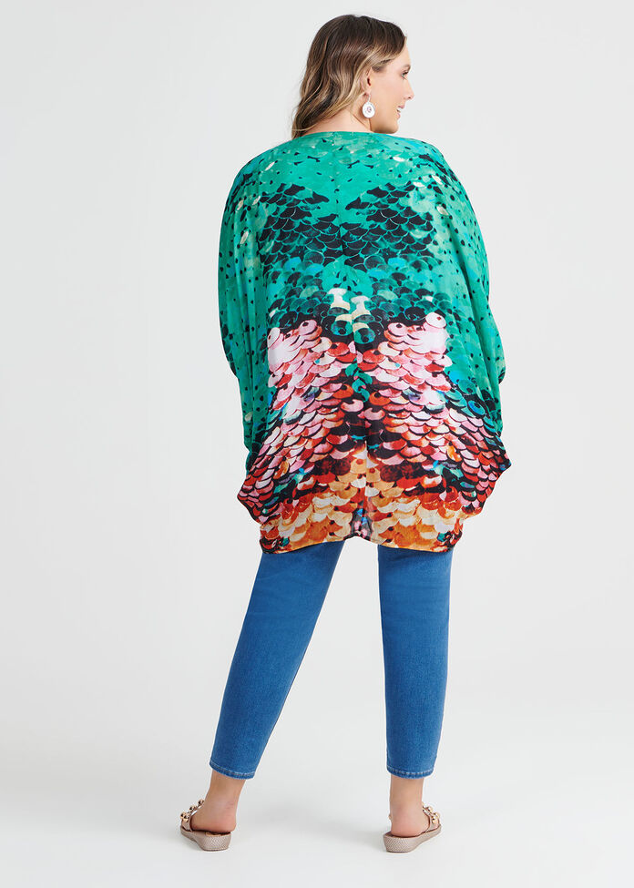 Sequin Print Shrug, , hi-res