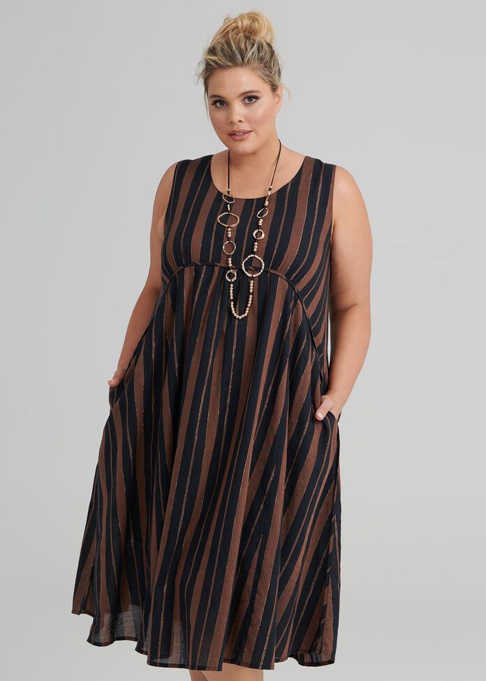 Ola Lurex Stripe Dress, , hi-res