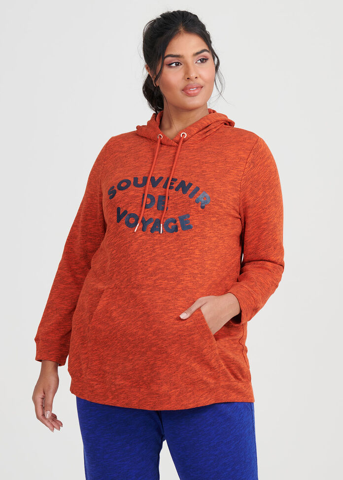 Burnt Orange Melange Hoodie, , hi-res