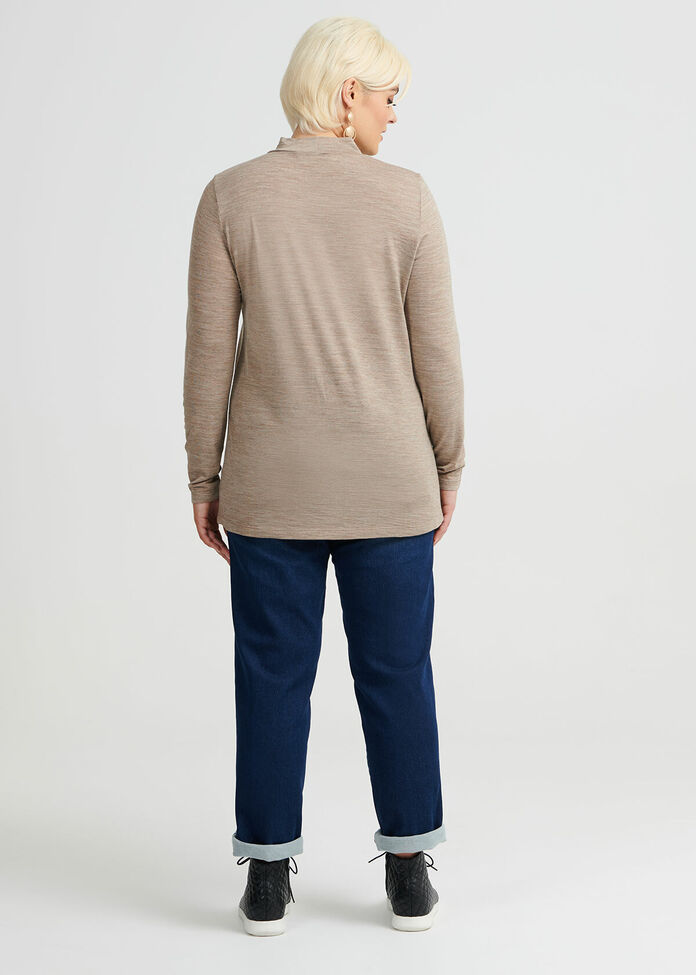 Wool Bamboo Mock Neck Top, , hi-res