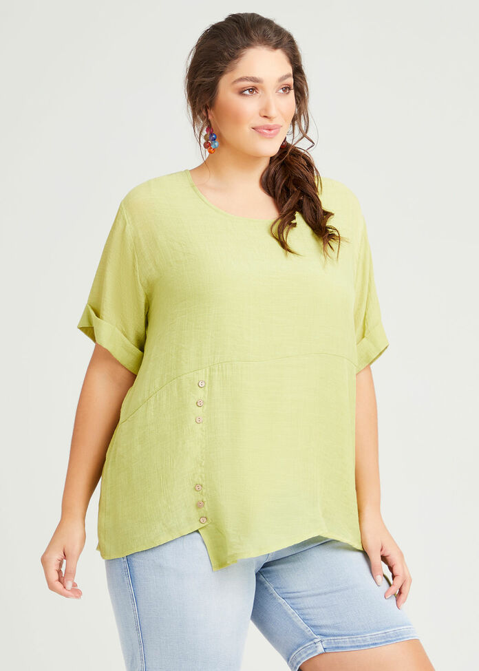 Natural Layered Button Top, , hi-res