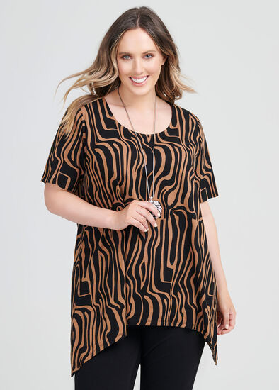 Plus Size Linen Knit Zebra Top