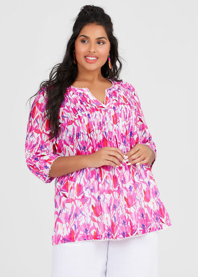 Plus Size Cotton Florama Top