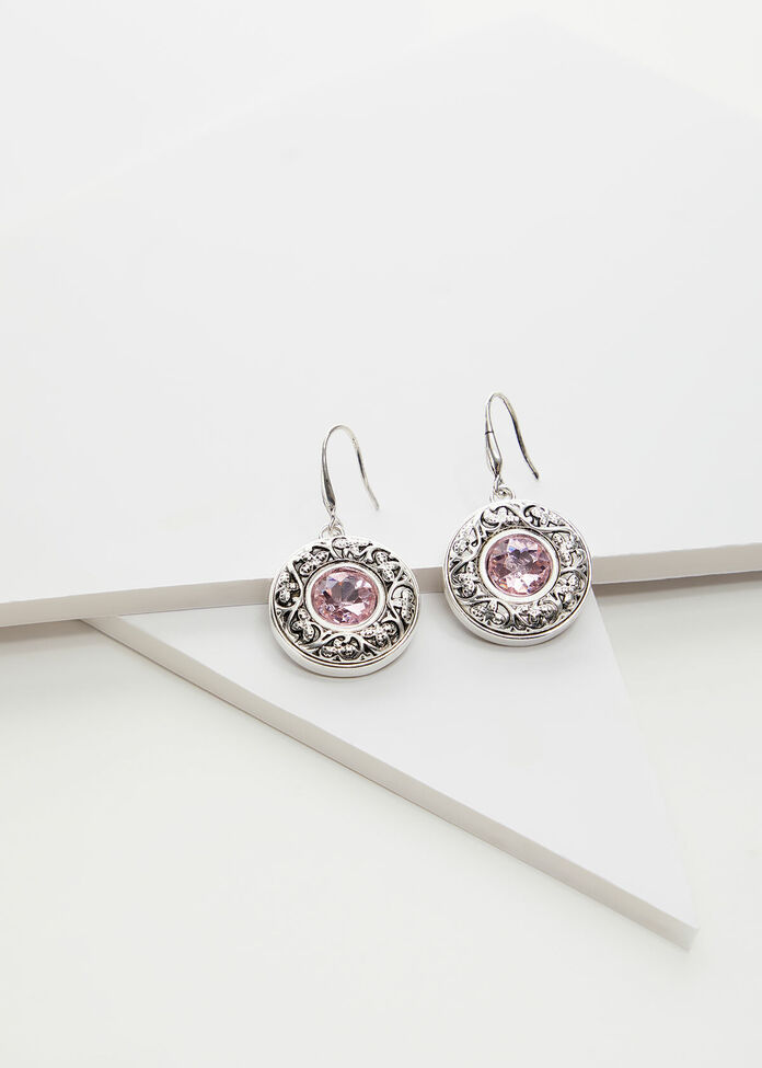 Ornate Blush Crystal Earrings, , hi-res