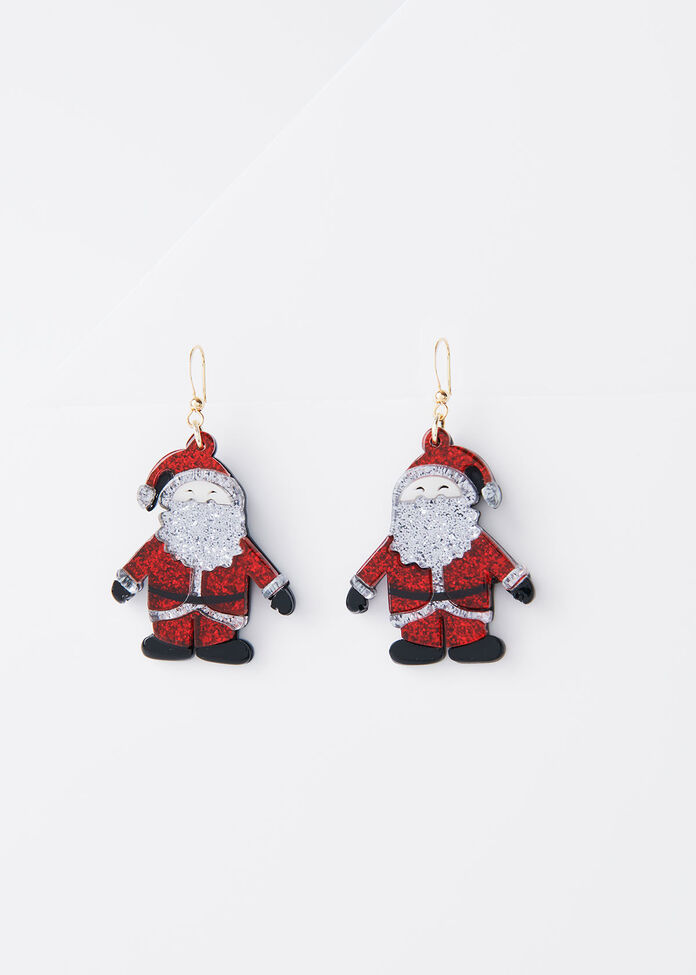 Sparkle Santa Earrings, , hi-res