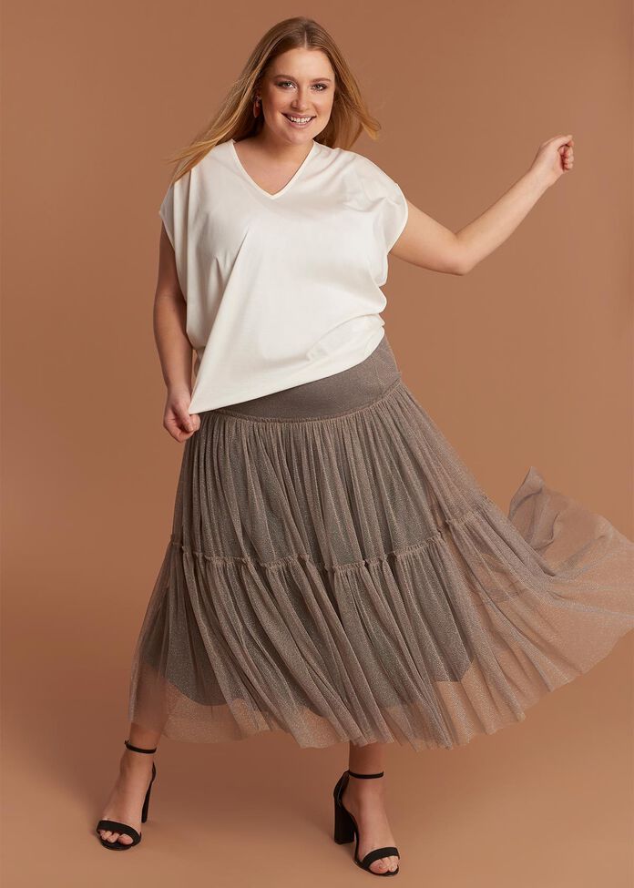 Gathered Tulle Skirt, , hi-res