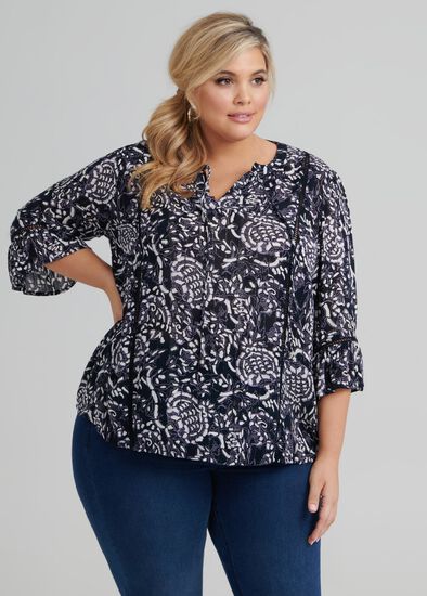 Plus Size Paisley Blues Top