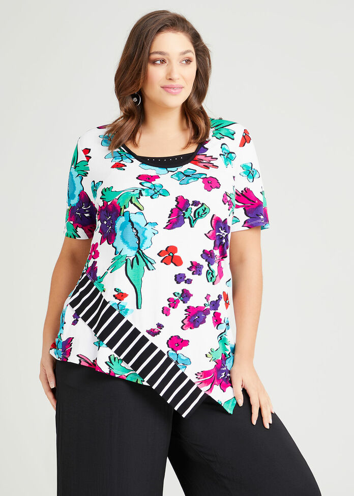 Zena Natural Floral Top, , hi-res